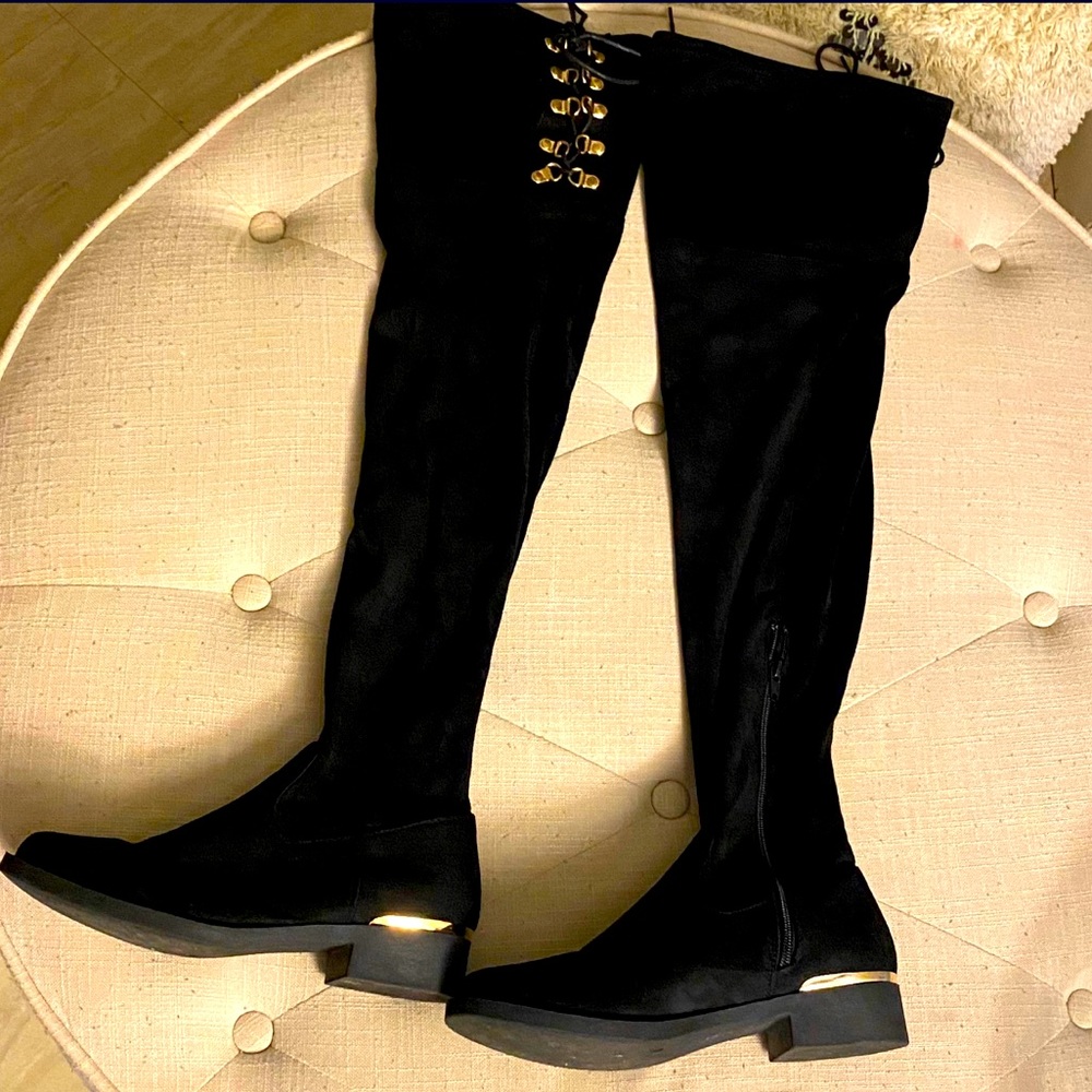 Black thigh high boots